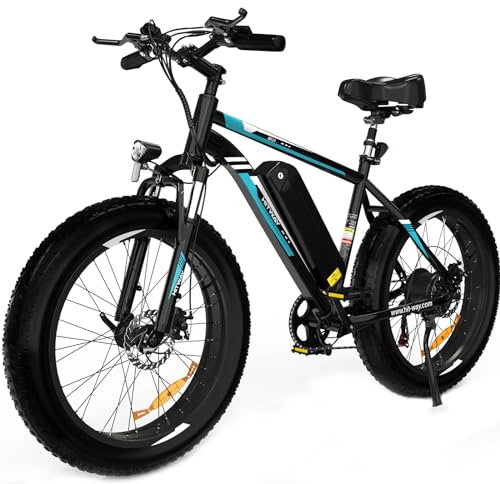 HITWAY E Bike Elektrofahrrad E-Mountainbike, 26 3.0/4.0 Breiten Reifen E-Fahrrad, Pedelec, 250W Motor 48V15Ah abnehmbaren akku, 7 Gänge ebike, Reichweite bis zu 45-120km