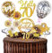 70.Geburtstagstorte Topper Probuk 23 Stücke Gold Glitter Happy Birthday Kuchendeko mit Geburtstagskerzen,Sternen,Konfetti-Luftballons und Papierfächer,Partydekoration für Geburtstags/Hauspartys