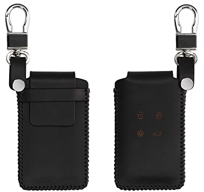kwmobile Leder Autoschlüssel Hülle kompatibel mit Renault 4-Tasten Smartkey Autoschlüssel (nur Keyless Go) Schlüsselhülle - Schlüssel Tasche Schwarz