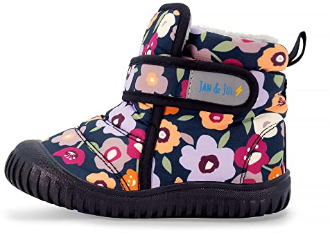 Jan & Jul Girl Snow Boots (Winter Flowers, EU Size 24 Toddler)