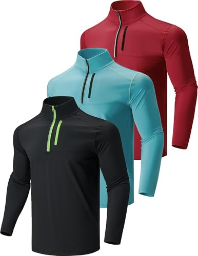 Liberty Imports Herren Athletic Quarter Zip Pullover Long Sleeve Shirts Performance-Pullover (3er Pack)