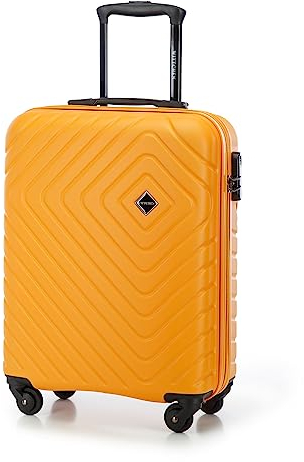 WITTCHEN Cube line Kabinenkoffer Handgepäck ABS Mit Geometrischer Prägung 4 Lenkrollen Teleskopgriff Kombinationsschloss Kabinengepäck Reisekoffer Größe S Orange