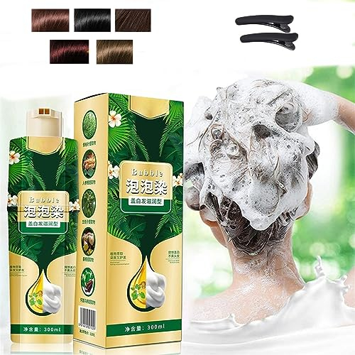 Plant Bubble Hair Dye Shampoo - Vegetable Hair Dye - Hair Coloring And Conditioning 3 Effects In 1 - Beirou BubblePure Plant Extract For Grey Hair Color Bubble Dye (chestnut brown)