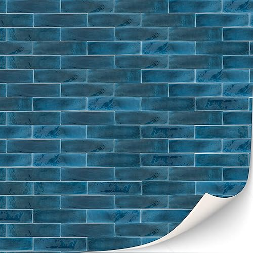 3 Blatt Selbstklebende Wandfliesen Badezimmerfliesen Küchenfliesen Metrofliesen für Puppenhäuser Maßstab 1:12 (blau strukturierte Metrofliesen)