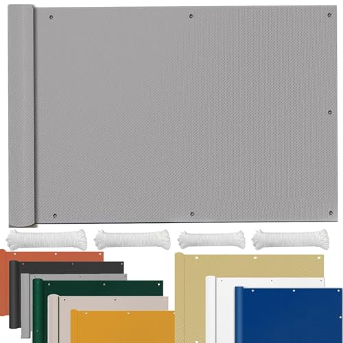 sonnensegel Balkon Mit Ösen Wasserdicht SunSail Sonnensegel Sonnenschutz Windschutz Winterfest Segeltuch für Garten Terrasse Balkon Sonnenschutz glasdach 1x1.2M Hellgrau