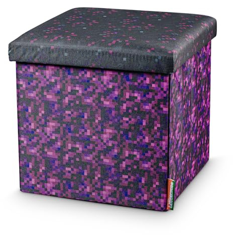 CUBIXCRAFT Pixeldesign Sitzwürfel Sitzhocker mit Stauraum, Faltbarer Hocker, Fußhocker, Falthocker, Sitzwürfel für Wohnzimmer, Kinderzimmer Pixelart (38 x 38 x 38 cm mystischer Nebel)…
