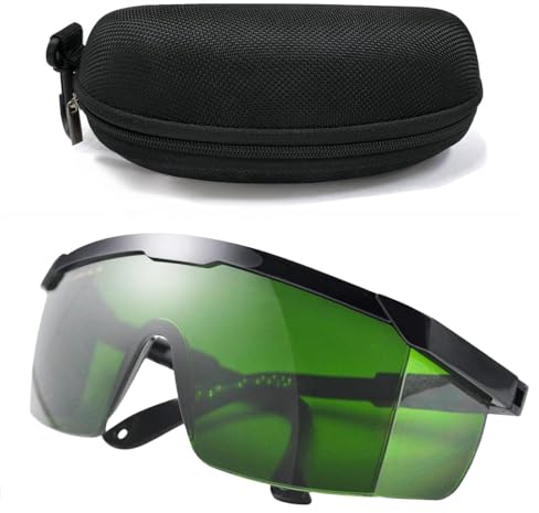 JUXINE IPL 190 nm - 2000 nm Laser-Schutzbrille für Roter Strahl Kreuzlinienlaser Laserschutzbrille zum Schutz der Augen des Anwenders bei Laserkosmetologie und Haarentfernung (Dunkelgrün)