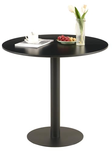 buybyroom Runder Esstisch, Couchtisch, Bistrotisch für Küche, Esszimmer, Wohnzimmer, Pub, Minimalistischer Tisch in Schwarz