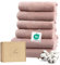 Ferò Luxus Handtücher Set, 6-teilig, 100% Baumwolle Low Twist 550 g/m², Ultra Weich und Saugstark, Oeko-TEX, Italienisches Design, Bath Towels, 4 Handtücher 50x100cm, 2 Badetuch 70x140cm, Rosa