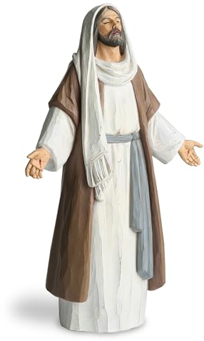 ShineOnAngel Jesus-Christus-Statue mit offenen Armen, handbemalte Heilignstatue, religiöse, Moderne Heimdekoration, christliche Jesus-Figuren, religiöses Geschenk, 24,1 cm hoch