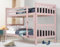 Bunk Bed, Double Bunk Bed for Kids, 3ft Single Bed Frame, Solid Wooden Bed, 2 x 3ft Bunk Beds Frame for Adult, Underbed Storage, Adjustable Ladder, 35cm High Safety Guardrails, Pink Girls Kids Bed