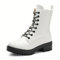 Zhabtuc Botines de combate con cremallera lateral con cordones para mujer, botas de combate de tacón bajo grueso y botas de plataforma, 36-42 EU, Blanco, 37 EU