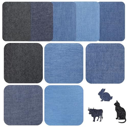 Arcjunys Iron On Patches for Clothing Denim Patches for Jeans Iron On Repair Patches Clothes Patches Denim Repair Patches for Jacket Jeans and Clothing Repair 10Pcs