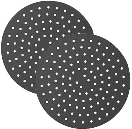 Silicone Air Fryer Liners 2 Pack Reusable Non-Stick Dual Basket Air Fryer Liner Mats for Double Drawer Dual Air Fryer and Steaming Basket Accessories Heat Resistant (Round)