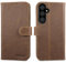 LENSUN Funda para Samsung Galaxy S24 FE 5G, Carcasa Cuero Genuino con Tapa Cierre Magnetico y Ranuras para Tarjetas Cartera Protección movil Samsung Galaxy S24FE - Marrón Oscuro Retro