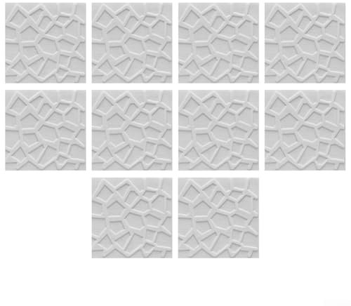 10 x 3D-Wandpaneele, 35 x 35 cm, Steinziegel, weiche Schaumstoffplatten, wasserdichte Schaumstofftapete für Schlafzimmer, Badezimmer, Küche (weiß)