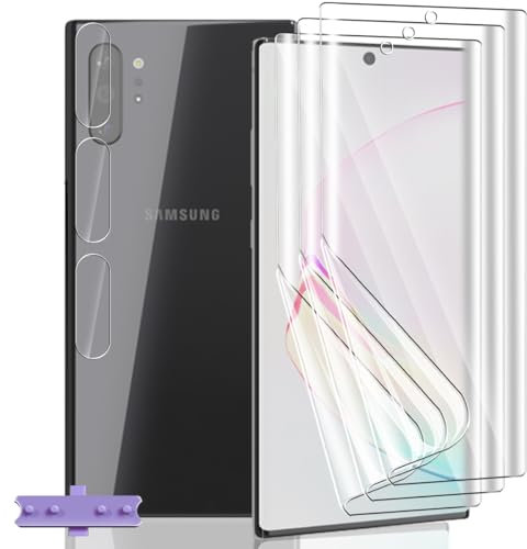 Yieehhow [3+3 Pièces] Protection D'écran pour Samsung Galaxy Note 10 Plus, HD Souple TPU Film et Verre Trempé Protecteur D'objectif Caméra, Protection Écran Flexible pour Galaxy Note 10 Plus