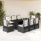 IKAYAA Gartenmöbel Set 8 Verstellbare Hochlehner Stühlen mit Tisch Garten sitzgruppe 8 Personen Polyrattan Gartenmöbel Sitzgruppe Gartengarnitur mit Kissen-Schwarz-9-tlg