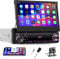 Zomolither Single Din Car Stereo with Mirror Link, 7 Inch Flip Out 1 Din Touch Screen Bluetooth FM Car Radio Type-C Charge/USB/AUX/SWC + Backup Camera Mic