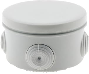Aufputz-Abzweigdose, Durchmesser 65 mm, Höhe 35 mm, ideal für Elektroinstallationen und Kabelverteilung.