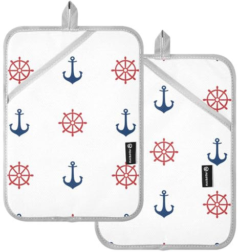 Nautical Anchor - Juego de 2 soportes para ollas de horno, resistentes al calor, para platos calientes, accesorios de cocina, color blanco
