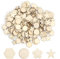 DAWRIS 400 Pièces Rondelles en Bois pour Le Bricolage 4 Formes Cercle, Fleur, Étoile, Hexagone Chaque 100 Pièces, Plaquettes en Bois Rond Rondelles Petit pour Le Bricolage, Décoration de Noël
