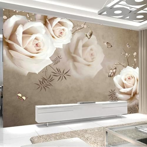 Papier Décoratif Pour Salon Bureau Salle De Bain Personnalisé Toute Taille Murale Papier Peint 3D Fleur Rose Décoration Murale Art Moderne Peinture Murale 3D Mur Photo Papier Peint Mural,-173358864072