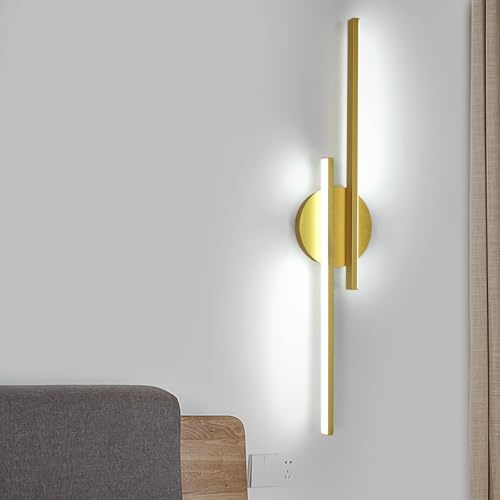 Riserva Wandleuchte LED Modern 24W, 6500K Kaltweiß Gold, 60cm | Wandlampe Innen, Dekorative Aluminium Für Schlafzimmer, Wohnzimmer, Korridor, Treppenhaus