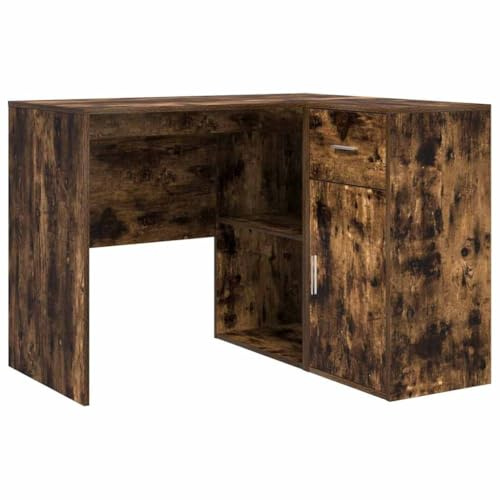 vidaXL Eckschreibtisch mit Regal Geräucherte Eiche 102 x 50 x 75 cm, Moderner Büro, rechteckiger Tisch, Stauraum für Zuhause, funktionaler Arbeitsplatz, Ecke Organizer, stylisches Möbel