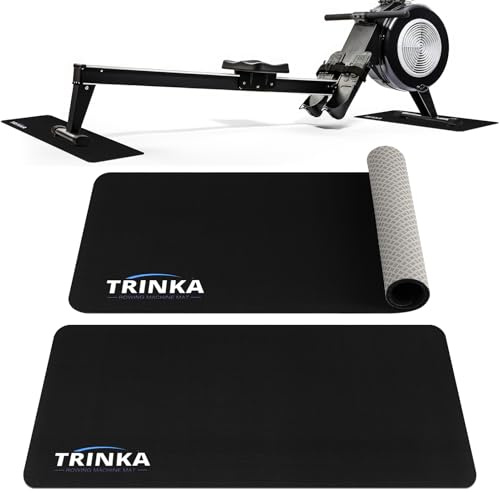 2PCS Non-Slip Rowing Machine Mats Protect Hardwood Floor Carpet | 30x12 Fitness Equipment Mat Compatible with Row & Concept 2 Rowing Machine, Peloton Bike, Stationary Spin Bike