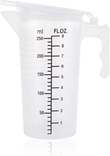 1Pc 250ML Transparent Measuring Cup with Lid, Plastic Measuring Cup with Handle for Baking,Powder,Liquid,Measure & Mix