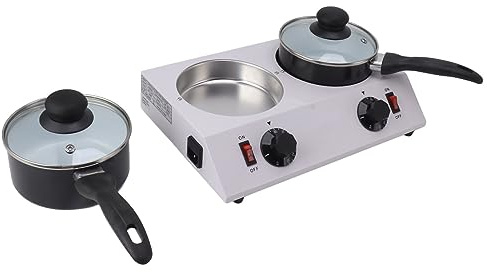 Ejoyous Schokolade Schmelzen Elektrisch, 2 Tanks Schokoladenschmelzer Aluminium Schokoladen Schmelzgerät, für Brunch Partys Weihnachten Restaurants Cafés Heiße und Flüssige Schokolade (EU-Stecker
