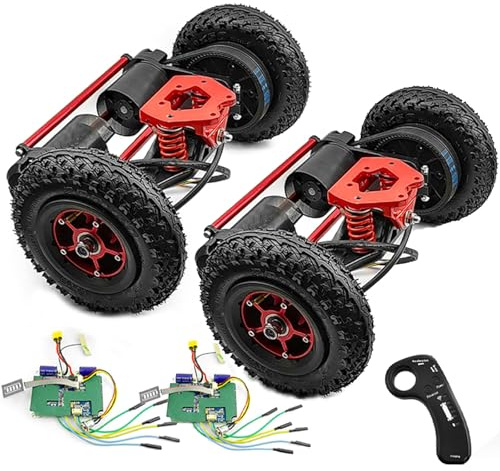 HDaspijh 2WD/4WD Mountain Skateboard Conversion Kit 2Wheels/4 Wheels Drive Off-Road Skateboard with LCD Display Remote, 2x1650W All-Terrain Motors, Top Speed 40KM/H, 8 Tires 4WD
