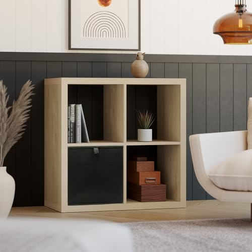 Clever Cube Square 4 Compartment Storage Unit - Light Oak Effect