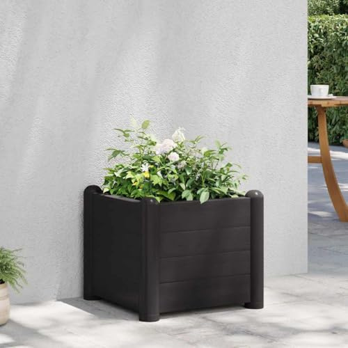 Mokuyary Hochbett Garten Polypropylen Anthrazit 43x43x35cm Garten Blumenkübel Pflanzgefäß für Anzucht von Blumen Sukkulenten Terrasse Terrasse Balkon