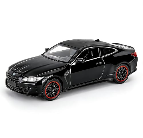 TGRCM-CZ 1/32 BMW M4 Modellauto, Zinklegierung Zurückziehen Fahrzeuge Modellauto mit Klang und Licht für Sammler & Kinder 3 Jahre alt Geburtstagsgeschenk(schwarz)