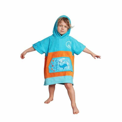 WAVE HAWAII Surf- & Badeponcho für Kinder, Größe XXS, 90-120cm | 95-100% Baumwolle Surf-Poncho für Erwachsene, Frottee Handtuch mit hoher Wasserabsorption, Umziehhilfe