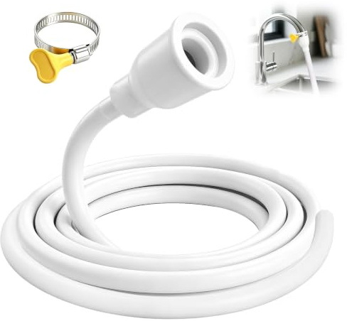 Faucet Hose Connector with Stainless Steel Clamp Universal Tap Hose 2M | Sink Hose Attachment for Faucet Leakproof Water Connector PVC Pipe for Kitchen Sink Garden Watering Car Washing Pet Bathing