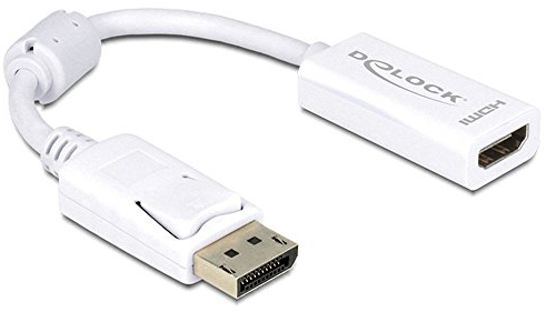 Delock 61767 DisplayPort/HDMI Adapter [1x DisplayPort Stecker - 1x HDMI-Buchse] Weiß mit Ferritke