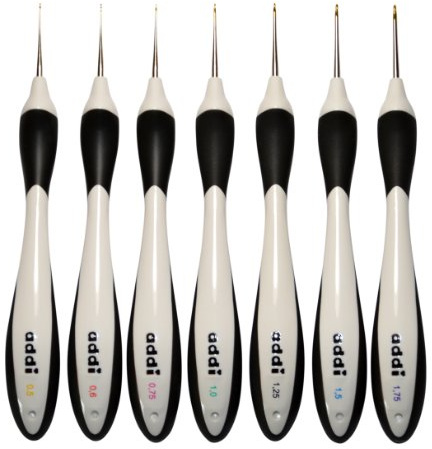 Addi Häkelnadel-Set in Größen 0,5mm-1,75mm aus Edelstahl, Off-white, für Häkelnadel-Sets, Crochet Hooks, Häkelnadel
