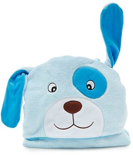 smileBaby Baby Poncho superweiche Babydecke mit Kapuze besonders kuschelig 100x75cm Hund