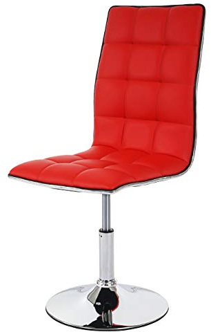 Mendler 2er-Set Esszimmerstuhl HWC-C41, Stuhl Küchenstuhl, höhenverstellbar drehbar, Kunstleder FSC®-Zertifiziert - rot