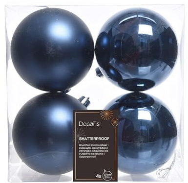 Christbaumkugeln 4er Set intensiv blau unzerbrechlich 10 cm leicht