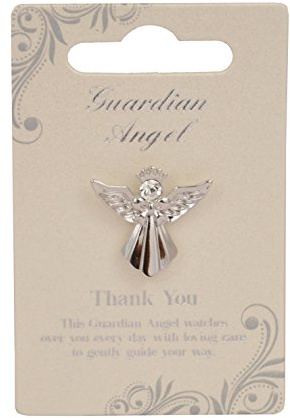 Thank You Guardian Angel Silver Coloured Angel Pin With Gem Stone Sentimental Gift Idea