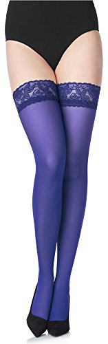 Merry Style Damen halterlose Mikrofaser 40 DEN Strümpfe mit Spitze MS 791 (Cobalt-791, M-L (40-44))