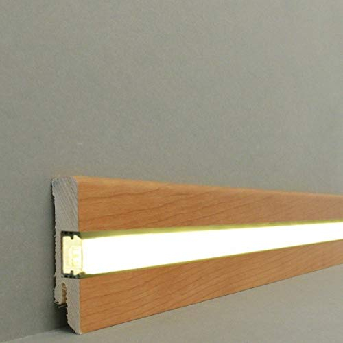 LED | Licht Fuß- u. SockelleistenLübeck16.61.10L | LED Sockelleiste | Lichtleiste | Inklusive weißer Abdeckung| Profisockelleisten- Kirsche lackiert