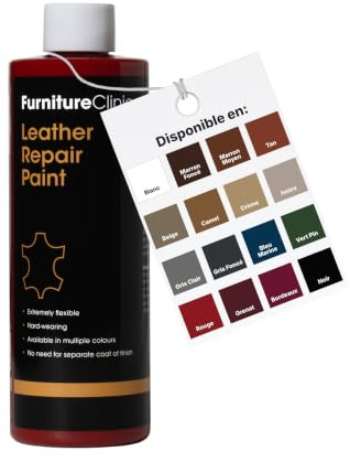 Furniture Clinic Leather Repair Paint & Dye | Self Seal Colourant for Quick and Easy Leather Repair | Suitable for Sofas, Car Seats, Shoes, Handbags - Red, 500ml