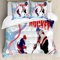 ABAKUHAUS Eishockey Bettbezugs Set Für Doppelbetten, Spieler Skating Rink, Milbensicher Allergiker geeignet mit Kissenbezügen, Weiß Rot Blau