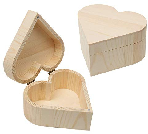 2 Stücke Handgefertigte hölzerne Aufbewahrungsbox Holzkästchen Herz Schmuckschatulle Retro Herzschachtel Container Organizer Portable Geschenk Verpackung Aufbewahrungsbox Geschenkschachtel Gesch