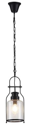 Lindby Pendelleuchte (Laterne) Rozalie (Retro, Vintage Antik) in Schwarz aus Metall (1 flammig E27) - Deckenlampe Esstischlampe Hängelampe Hängeleuchte Flurleuchte